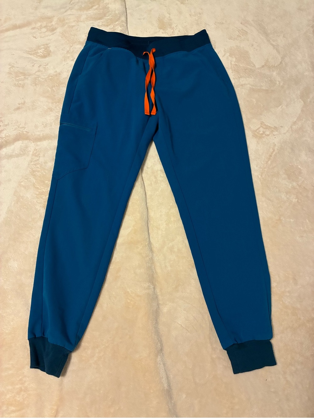 Figs Teal Jogger Pants with Orange Drawstring